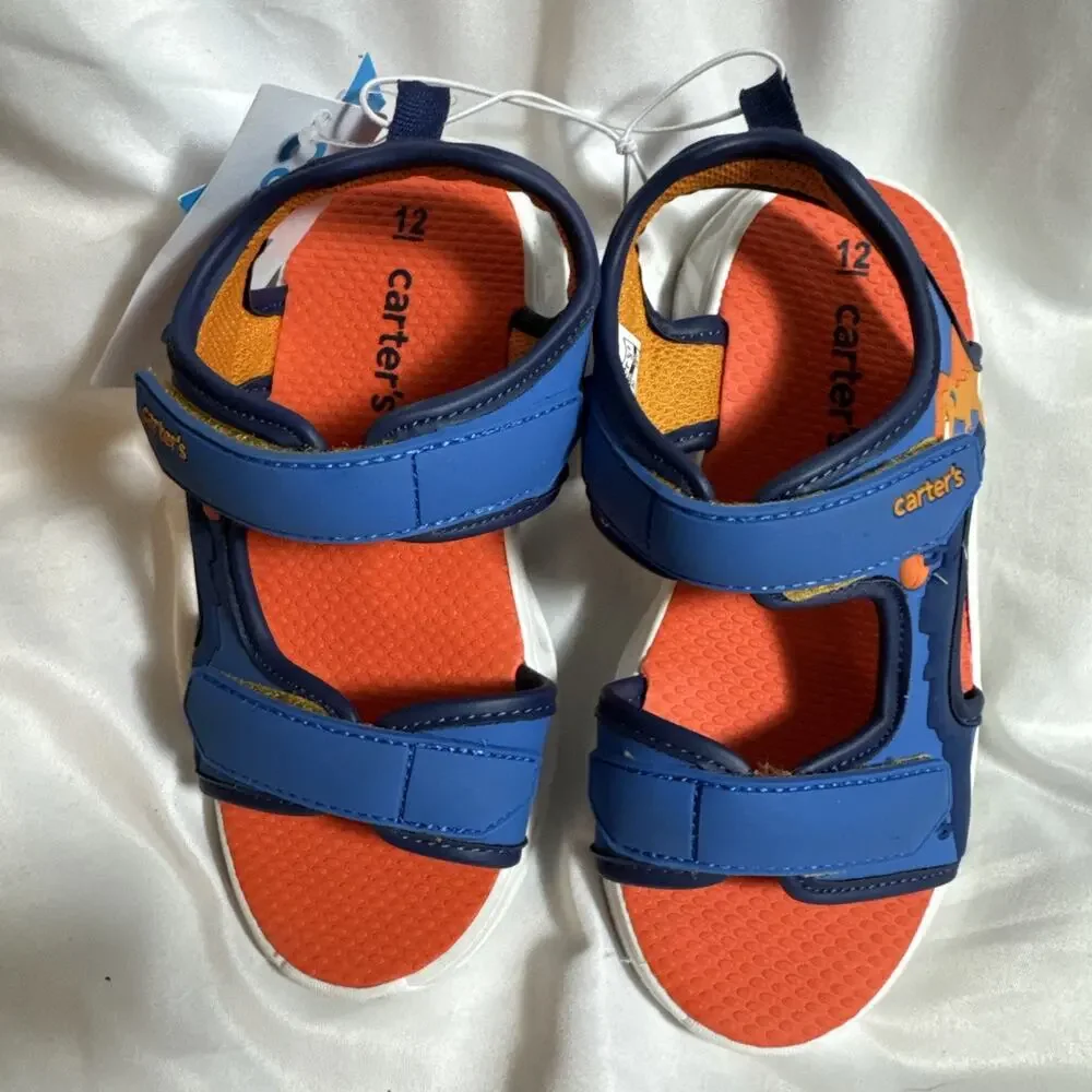 Carter’s Light Up Sandals Dinosaurs Blue Orange Size 12 Futura NWT NEW